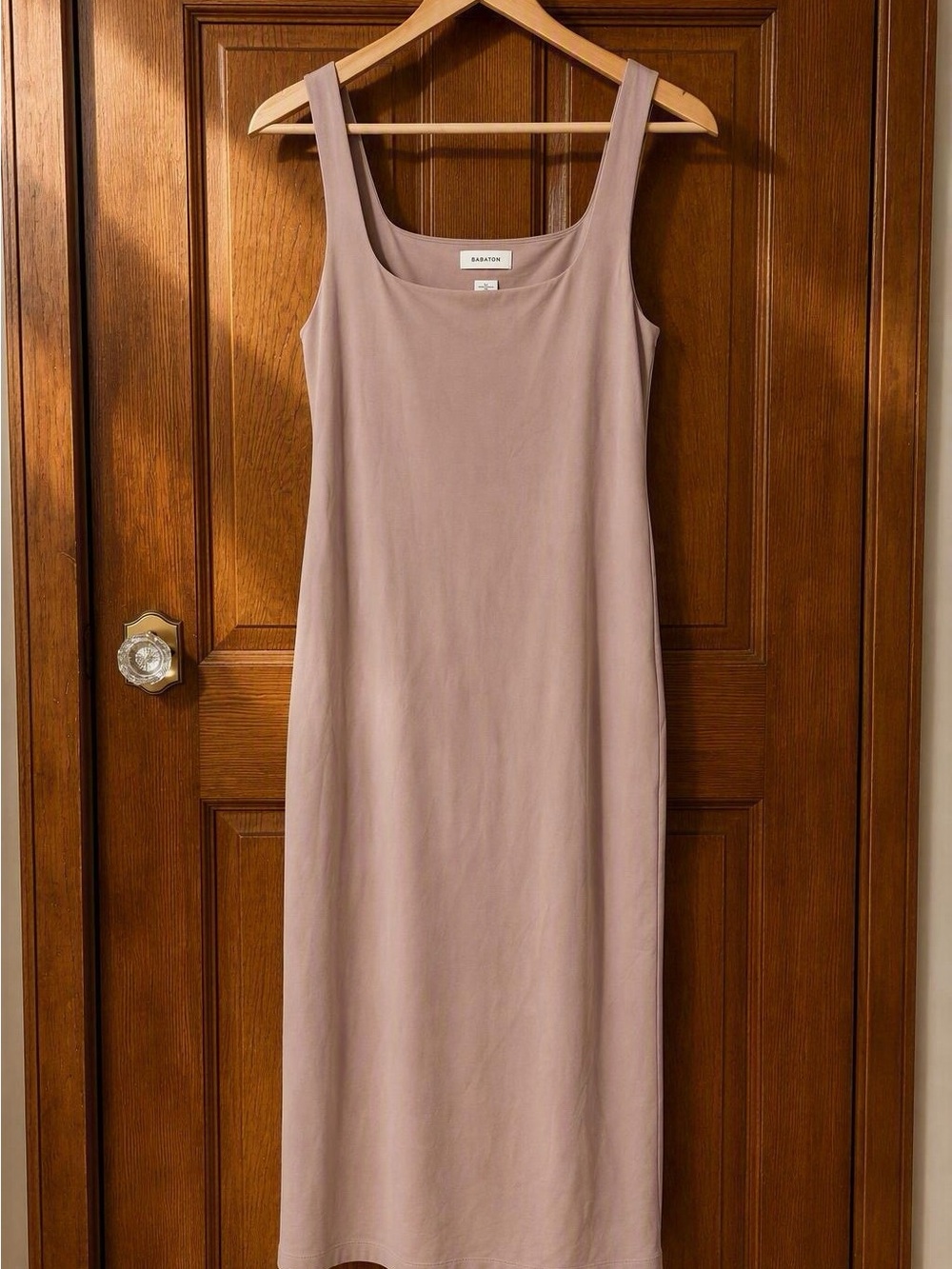 Aritzia Dusty Mauve Scoop-Neck Midi Dress